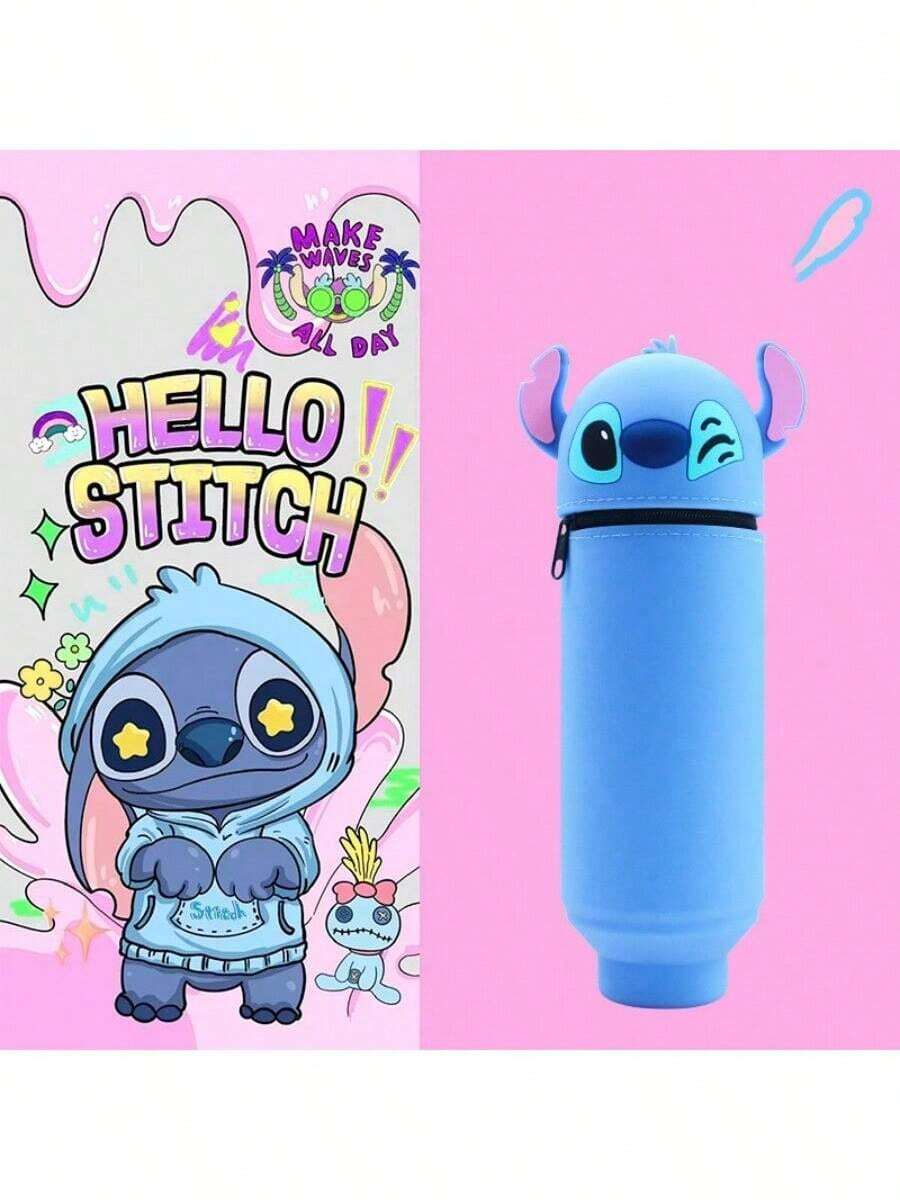 Disney New Cartoon Silicone Retractable Pencil Case - Creative 3D Cartoon Design Retractable Pencil Case With Foldable Silicone Pen Bag