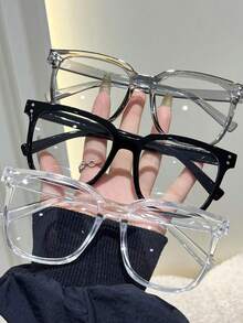 1副防蓝光眼镜 - 时尚方形假眼镜，防辐射电脑游戏眼镜，男女通用防蓝光眼镜，缓解眼疲劳 - 彩色 - 查看 2