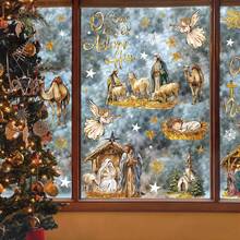 CCINEE 6 Sheets Christmas Nativity Window Clings For Glass Decorations, Double-Sided Jesus Nativity Scene Window Stickers Christian Religious Decals For Holiday Indoor Office  Decorations - Back - View 8