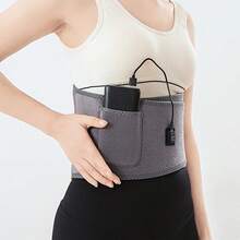 USB加热背垫 - 三档温度调节（低/中/高），带控制按钮面板，可调节腰带设计，适用于下背部、腰部、肩部和腿部 - 便携式USB供电加热背巾 - 彩色 - 查看 9