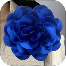 Exquisite Satin Rose Brooch, Elegant Camellia Large Brooch Lapel Pin, Suitable For Women's Weddings, Parties, Proms, Banquets, Dresses, Formal Wear Accessories, Jewelry Gifts (Gold): Clothing, Shoes, And Jewelry - 深藍色 - 查看 6
