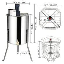 Electric Honey Extractor, 4/8 Frames Honey Spinner Extractor, Stainless Steel Beekeeping Extraction, Apiary Centrifuge Equipment With Height Adjustable Stand, Honeycomb Drum Spinner With Lid - Bạc - Xem 10