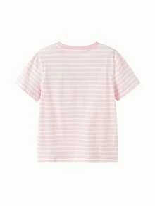Balabala Unisex Striped Cotton Casual Top, Soft Fabric, Loose Fit, Comfortable T-Shirt - White Red - View 2