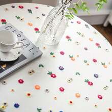 1 pieza Decoración de fiesta navideña para bebé/niño pequeño Camino de mesa bordado con flores - Blanco - Ver 6