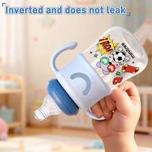 1pc 270ml Baby Bottle, Wide Mouth Bottle, Anti-Choke Anti-Colic With Handle & Straw, PP Material, Suitable For Daily Use - Multicolor - View 4