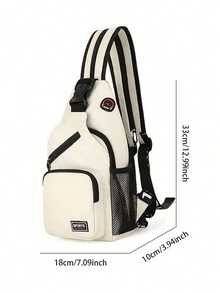 Multi-Pocket Shoulder Bag, Casual Nylon Crossbody Bag, Travel Hiking Backpack, With Zipper Strap, Essential For Back To School Season - Multicolor - View 5