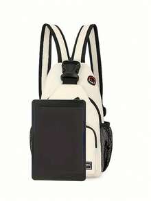 Multi-Pocket Shoulder Bag, Casual Nylon Crossbody Bag, Travel Hiking Backpack, With Zipper Strap, Essential For Back To School Season - Multicolor - View 6