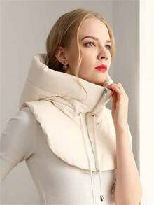 1pc Unisex Detachable Hooded Scarf, Versatile Warm Neck Gaiter For Winter