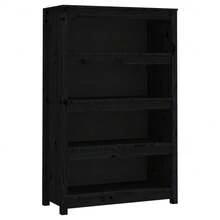 vidaXL Bibliothèque Noir 80x35x126 cm Bois de pin massif - Noir - Voir 2
