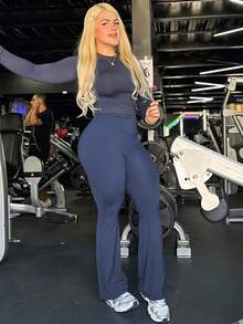 YEOREO Workout Leggings Womens No Front Seam Straight Leggings  31.5" High Waist Buttery Eddiy Gym Yoga Pants Summer Leggings For Women - Hải quân - Xem 7