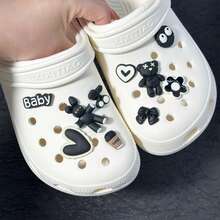 10件套 3D兔子和熊DIY配件，动物主题，ABS材质，可爱鞋子装饰，派对生日礼物。 - 黑色 - 查看 6