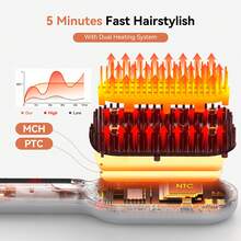 stylefi Heated Hair Straightening Brush With LCD Display, Anti-Frizz Electric Hair Straightener - Silver - View 4