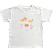 Women Y2k Cute-Shirt Short Sleeve Top Aesthetic Vintage Summer Streetwear, Women Graphic-Shirt, Fashion 2025,Gifts, Women's Clothing, Cartoon And Letter Printing, Comfortable Cotton Material, Skin Friendly, Soft And Cool, Summer Women's-Shirt ClothingSports Short Sleeves - 白色 - 查看 1