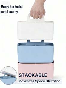 Portable Handheld Storage Box, Makeup Organizer Box, Can Store Eyeshadow, Makeup Brushes, Etc., Can Be Placed On Bathroom Countertop, Multi-Functional Storage Rack, Essential For Back To School. Stackable Storage Boxes, Suitable For Bathroom, Office, Crafts Or Study Supplies Storage - Multicolor - View 8