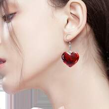 Cross-Border Hot-Selling Valentine's Day Heart-Shaped Red Rose Earrings Acrylic Flat Festival Atmosphere Women's Festival Party - 髮單一耳環[款式隨機] - 查看 3