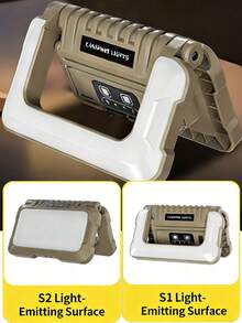 1个多功能折叠便携灯：超亮强光照明+180°双向照明+超长电池续航，适用于户外露营/夜间街头摆摊/家庭紧急情况等实用照明需求。