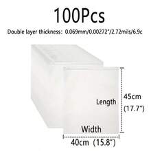 100个透明塑料服装包装袋，带哑光拉链，适用于清洁和运输T恤、衬衫、文件、毛巾、袜子、玩具、鞋子等物品，实用旅行袋，双层厚度0.069毫米（2.72密耳），50个/包，可重复密封和清洗的收纳袋 - 快速、轻便、多用途的衣物、T恤、裤子收纳袋，防水衣物整理袋，衣物收纳袋，衣物袋打包袋，旅行必备，旅行收纳袋 - 無色 - 查看 14