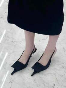 华丽尖头细高跟鞋，2026春季新款女士露跟花卉凉鞋，性感优雅 - 黑色 - 查看 10