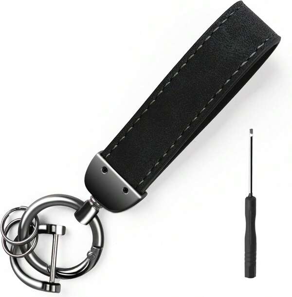 Llavero de coche para hombres y mujeres, llaveros universales de cuero premium con anillo en D anti-pérdida