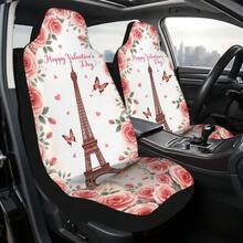 Valentines Paris Romance Style Car Cover | Foldable, Easy To Install, Universal Fit, Polyester Fiber, Machine Washable, Perfect For Valentine'S Day Gift Or Special Occasion Present - 彩色 - 查看 10