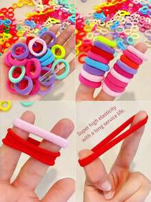 100pcs/Pack Solid Color Elastic Hair Bands, Damage-Free Ponytail Holders, Suitable For Everyday Use