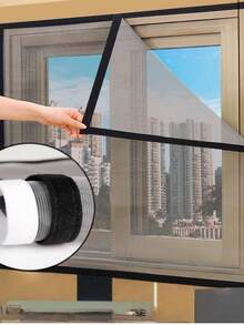 Black Fiberglass Invisible Mosquito Net, Anti-Mosquito Window Screen, Mesh Breathable Thin Gauze - Black - View 2