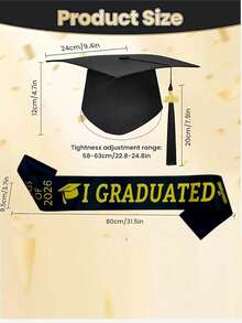 2026 Graduation Sash And Tassel Cap, One Size Fits Most, Perfect For Graduation Party - Multicolor - View 4