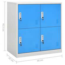 vidaXL Armoires à casiers 2 pcs Gris clair et bleu 90x45x92,5 cm Acier - Bleu azur - Voir 8