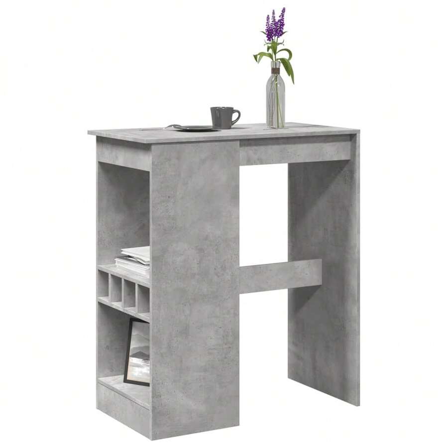 vidaXL Tavolo da bar con étagères gris béton bois d'ingénierie - Grigio - Visualizzare 1