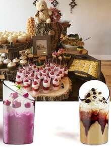 10 Mini Dessert Cups, 2.5-Ounce Transparent Plastic Frozen Cake Appetizer Cup, Tilted Round Cup Suitable For Desserts, Appetizers, And Ice Cream - Multicolor - View 1