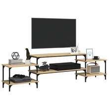 vidaXL Móvel de TV chêne sonoma 197x35x52 cm engenharia de madeira - Castanho - Ver 4