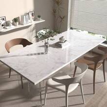 1pc White Glossy Faux Marble Peel And Stick Wallpaper, Waterproof Heat Resistant Non-Stick Kitchen Cabinet Drawer Renovation Wallpaper - White - View 8