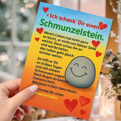 1 Set Ized Smiling Gemstone, Synthetic Stone Greeting Card With Envelope, Uplifting Support Card Suitable For Christmas, Birthdays, Congratulations - Cheerful Stone Illustration For Friends, Family, Colleagues