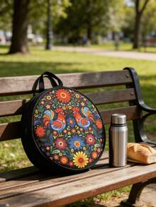 波西米亚曼陀罗图案保温食品袋 - 可重复使用的保温午餐卷饼袋，适用于厨房/野餐，时尚圆形保温/保冷容器 - 彩色 - 查看 4