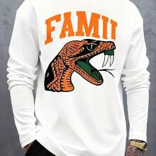 FAMU Est 1887 I Love Thee Florida Agricultural And Mechanical University T - Shirt With Snake Head Graphic, Orange & Black, Long Sleeve, Casual Crew Neck T - Shirt For Fans, Lightweight, Breathable, Perfect Gift For FAMU Alumni And Enthusiasts - 白色 - 查看 7