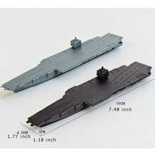 Military Naval Ship Aircraft Carrier Toy Set, Includes Small Model Planes, Destroyers, Battleships And Supply - Black and Gray - View 2