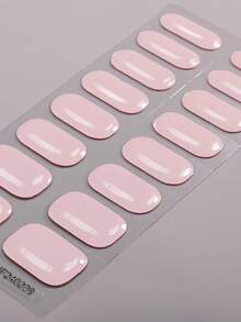 16pcs Semi-Cured Gel Nail Stickers, Gentle & Elegant Light Pink & Nude Design, Self-Adhesive Full Nail Wraps, Use With UV Lamp, Easy To Apply & Remove, Suitable For Women & Girls Daily, Commute, Date, DIY Nail Art Nails Nail Supplies - Baby Pink - View 3