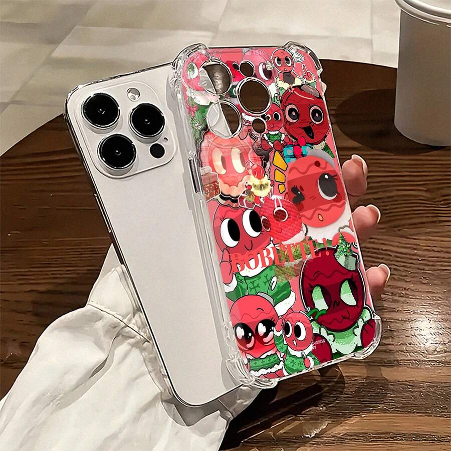 Adorables personajes de dibujos animados rojos con ojos grandes y detalles festivos. Esta elegante funda es compatible con los modelos 17, 16, 15, 14 Pro Max, 13, 12, 11, XR y XS Plus. Fabricada en TPU flexible, resistente a golpes y arañazos, ofrece una excelente protección contra caídas y un agarre cómodo. Es un regalo ideal para familiares, amigos y seres queridos, y una opción perfecta para festivales. - transparente - Ver 1