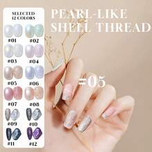 MIANEL 12ML 2026新款日式冬季美甲珍珠贝壳线胶指甲油，珍珠贝壳质地，带有细闪和珠光效果，白色指甲光疗指甲油凝胶，秋季美甲冬季美甲新年美甲可卸LED UV美甲设计，适用于美甲沙龙和DIY使用 - 彩色 - 查看 27