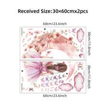 1pc Moon & Butterfly Girl Wall Sticker, Teenage Style Children's Room Decor, Bedroom Home Background Beautification