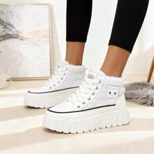 2025 Winter Fashion New For WomenSnow Boots, Plush Cute Plush Thick Bottom Lace-Up For Women Snow Boots,Ankle Boots.Women's Short Plush Lined Snow Boots - Anti-Slip & Perfect For Outdoor Winter Boots For Women - 白色 - 查看 4