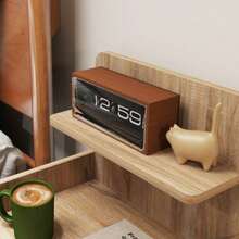 Side Table, Bedside Table With Storage Space, Particle Board, Stable, Modern Style, Natural Wood - Khaki - View 8