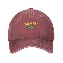 BRASIL Flag Print Baseball Cap - Classic Washed Vintage Snapback Hat, Outdoor Casual Sports Streetwear Vacation Hat, Brazilian Style Street Hip-Hop Chic - Màu Khaki - Xem 9