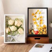 1个3D镂空亚克力干花展示架，加厚塑料框架礼品DIY标本干花展示框，悬浮透明双面桌面展示框，婚礼节日礼物 - 彩色 - 查看 4