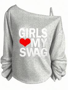 Valentine Outfits For Women, Girls My Swag, Off The Shoulder Long Sleeve Top, Casual Style, Date Night, Spring Vibes, Essentials Hoodie,Summer Outfits For Women,Spring Tops - 灰色 - 查看 7