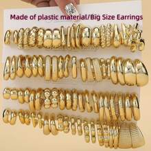 1 đôi/10 đôi/40 đôi bông tai hình học mạ vàng kiểu Châu Âu & Mỹ mới năm 2025, chất liệu nhẹ, thiết kế tinh tế, phù hợp cho phụ nữ đeo hàng ngày. - Vàng - Xem 1