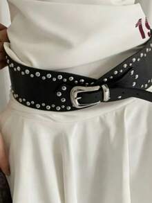 1 pièce Ceinture en PU de style rétro bohème, look de cowgirl occidentale américaine, convient pour toutes les saisons : automne, Halloween - Noir - Voir 35