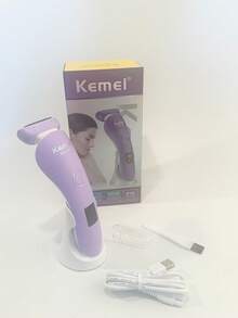 Kemei New Electric Hair Remover For Lady Painless Body Hair Removing With Charging Base KM-1539 Electric Hair Removal Device Waterproof Bikini Private Lady Shaver Leg, Underarm Body Razor For Lady Wet Or Dry - Purple - View 5