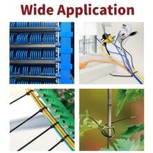 100根黑色加宽加厚自锁尼龙扎带，长300毫米，宽3毫米，塑料扎带，新型材料捆扎带，尼龙扎带，家用和办公塑料紧固件 - 彩色 - 查看 6