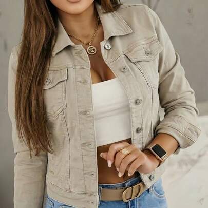 Giacca di jeans da donna, giacca da donna, top da donna, giacca da donna, giacca di jeans elasticizzata, abbigliamento esterno, comoda e casual per va